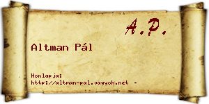 Altman Pál névjegykártya